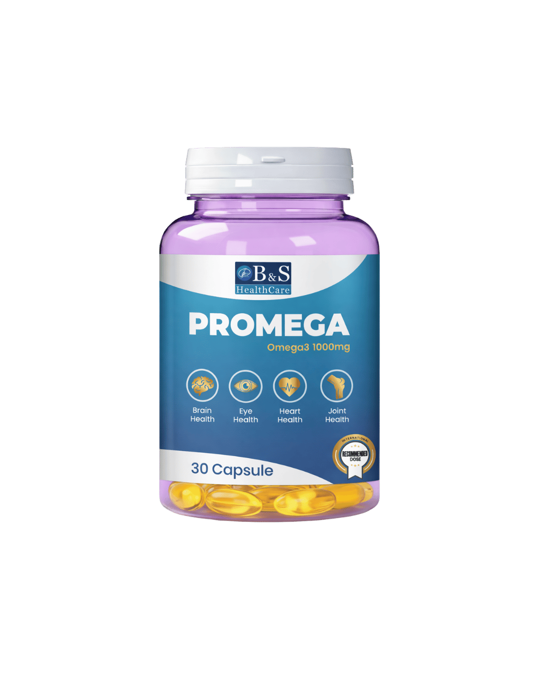 Promega omega-3 fish oil softgels bottle, 1000mg EPA and DHA by B&S HealthCare
